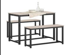 Compact 3-Piece Dining Set Dining table and 2 benches