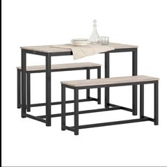 Compact 3-Piece Dining Set Dining table and 2 benches