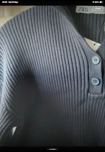 jumper Bnwt Zara navy cropped jumper with button neckline size small