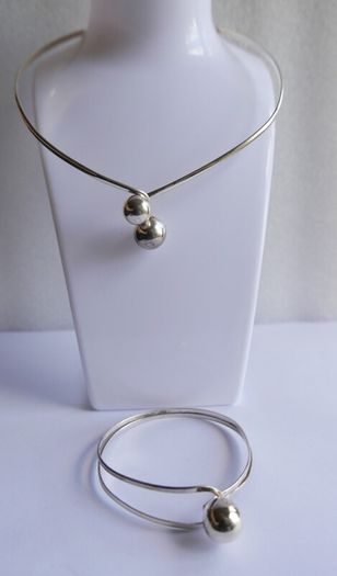Vintage 1980s Sterling Silver 925 Bracelet and Collar Necklace 34,3g