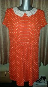 BNWT Orange preppy spot dress from Savida size UK16 EU44 Postage included