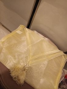 Cream tulle Christmas table runner with tassels