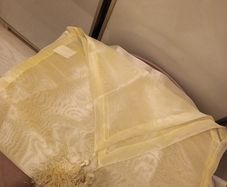 Cream tulle Christmas table runner with tassels