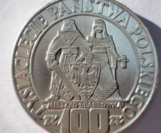 Poland 100 zloty silver coin 1966 Mieszko i Dabrowka