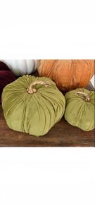 Pair of Green Velvet Pumpkins