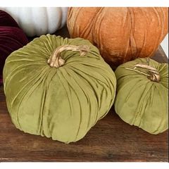 Pair of Green Velvet Pumpkins