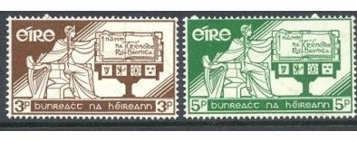 1958 Ireland Constitution of Ireland (21st Anniversary) Commemorative Stamps Mint Never Hinged (MNH)