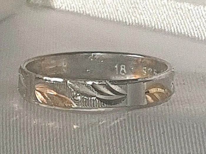 Vintage Silver Wedding Band with 18k Accents