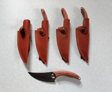 4 Small Kitchen Knives With Sheaths (new).