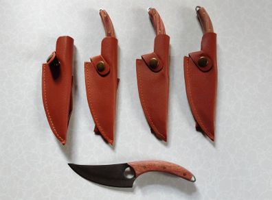 4 Small Kitchen Knives With Sheaths (new).