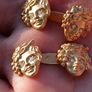 A Stunning pair of Mid Nineteenth Century Gilt Silver Cufflinks with Diamond Eyes Image 2