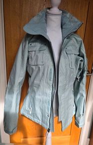 The North Face Ski Jacket | Light Blue Houndstooth | Faux Fur Hood - uk8-10