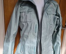 The North Face Ski Jacket | Light Blue Houndstooth | Faux Fur Hood - uk8-10