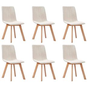 Dining Chairs 6 pcs Cream Fabric