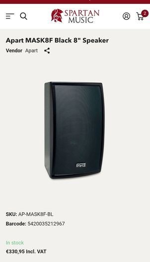 Pair of Apart mask8f-bl Hi-Fi loudspeaker 300W each.