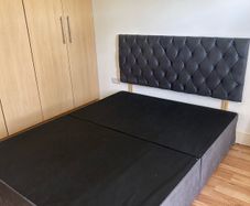 king sized grey velvet bed base & headboard