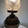 1920s French bronze/brass lamp with glass shade Image 3