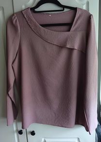 Soft Pink Blouse with Asymmetric Neckline