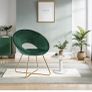 Dark green velvet moon chair with gold legs Image 2