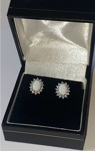 Vintage Hallmarked Silver Opal & Sapphire Clusters