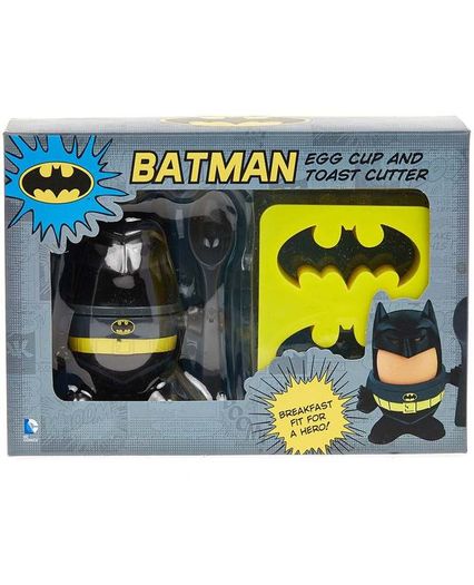 Batman Egg Cup and Toast Cutter Superhero Novelty Dark Knight Fun Breakfast Gift