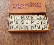 Vintage mid-century wooden dominoes  boxed