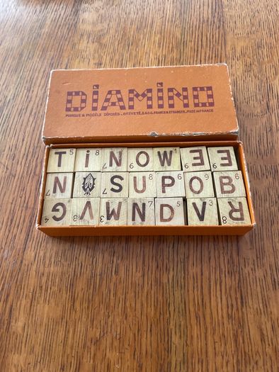 Vintage mid-century wooden dominoes  boxed