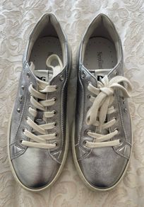 NeroGiardini Silver Leather Platform Sneakers - Size 37