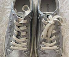 NeroGiardini Silver Leather Platform Sneakers - Size 37