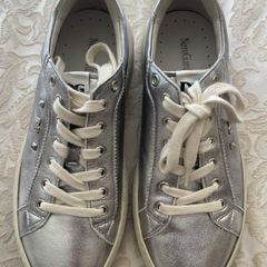 NeroGiardini Silver Leather Platform Sneakers - Size 37