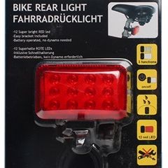 Dunlop - Bicycle Rear Super Bright 12 LED Light Red