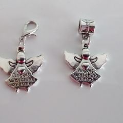 "Angels Watching Over Me" Charm - Pandora Style / Lobster Clasp