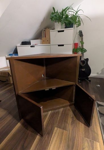 Corner cabinet, painted solid wood; will fit walnut furnitures