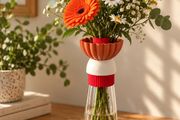 Glass Vase with 3D Printed Modular Cover for Fresh, Artificial &amp; Brick Flowers