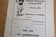 Rare 1970 Tipperary GAA County Hurling Final Programme - Roscrea v Thurles