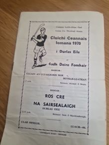 Rare 1970 Tipperary GAA County Hurling Final Programme - Roscrea v Thurles