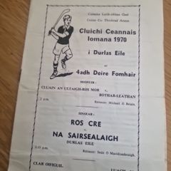 Rare 1970 Tipperary GAA County Hurling Final Programme - Roscrea v Thurles