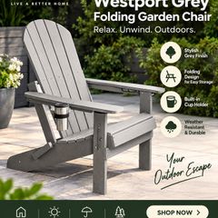 3 Brand new VonHaus Westport Grey Folding Garden Chair, still in the original box.