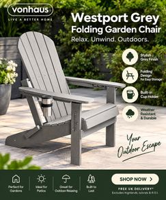3 Brand new VonHaus Westport Grey Folding Garden Chair, still in the original box.