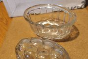 SET OF 2 Vintage 1950 clear glass, six-ball top, small jelly mould, half pint.