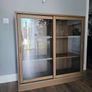 Ikea Cabinet with sliding glass doors, oak veneer 121x37x120 cm Image 3