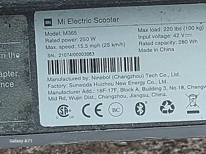 MI Electric Scooter, Model M365, Maximum speed 25KM, Working well and in very good condition, comes with charger