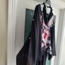 WALLIS Black floral cape layered dress Sz 12 Image 2