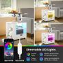 Bedside Table with LED Lights, Nightstand with Height Adjustable, Side Table with Drawer & Open Shelf, Bedside Cabinet Movable with Magazine Rack, for Bedroom, Living room, Office, White Image 3