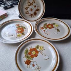 Vintage Mountain Wood Collection Stoneware Plates Set of 4 Japan