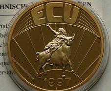 Europe 1997 ecu to euro 24 karat Gold plated Proof