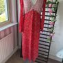 dress asos red & white v neckline long sleeved empire line dress size 14 Image 2