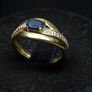 Vintage 18K Gold Ring with Blue Stone Size 49.5 Image 2