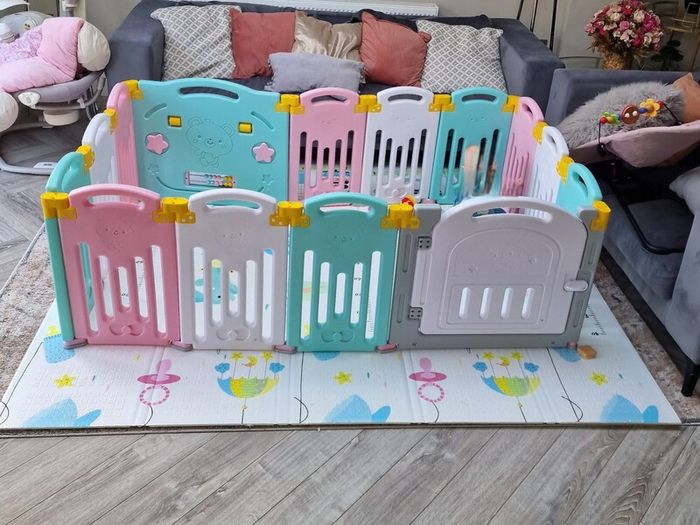UANLAUO Foldable Baby Playpen Safety Play Yard for Toddler, Kids Activity Centre Indoor or Outdoor (14 Panel Multi)