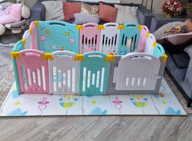UANLAUO Foldable Baby Playpen Safety Play Yard for Toddler, Kids Activity Centre Indoor or Outdoor (14 Panel Multi)